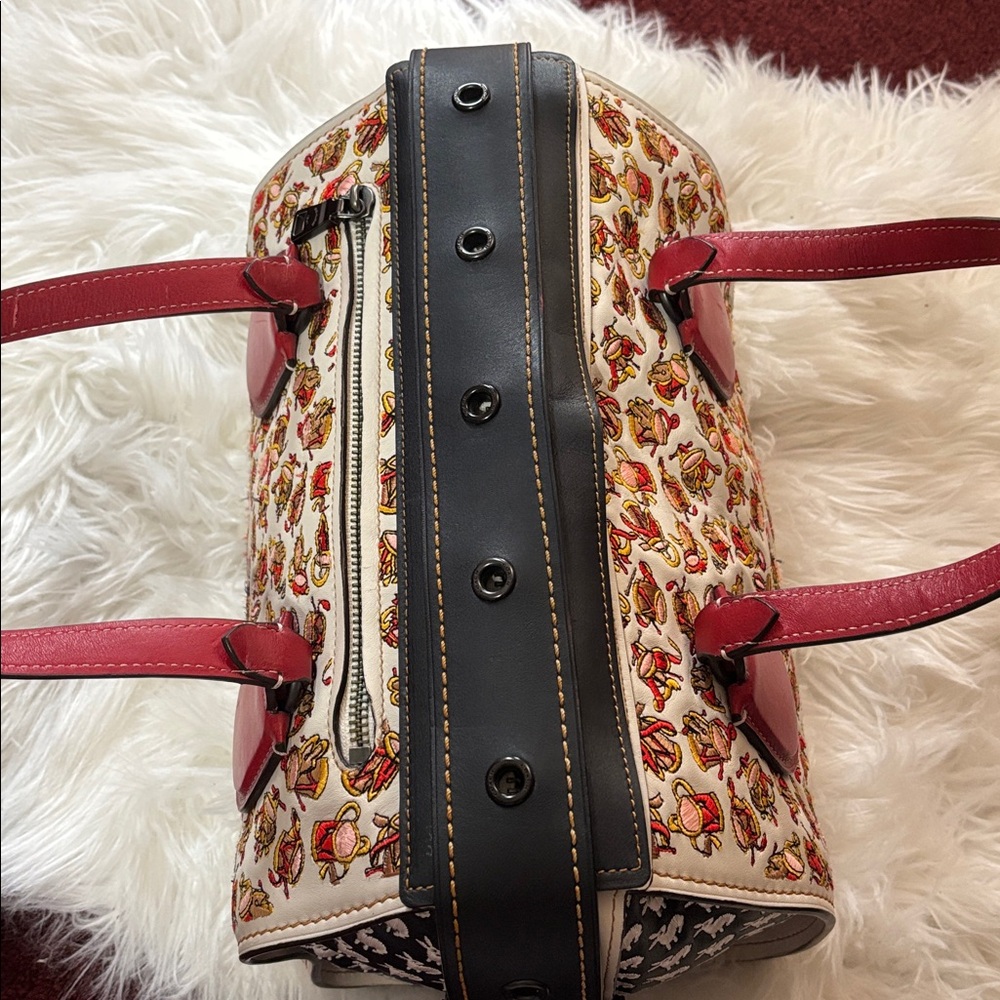 Rare Coach 1941 1/1 Runway Sample Leather Satchel Embroidery White Black Red Bag - Picture 7 of 17